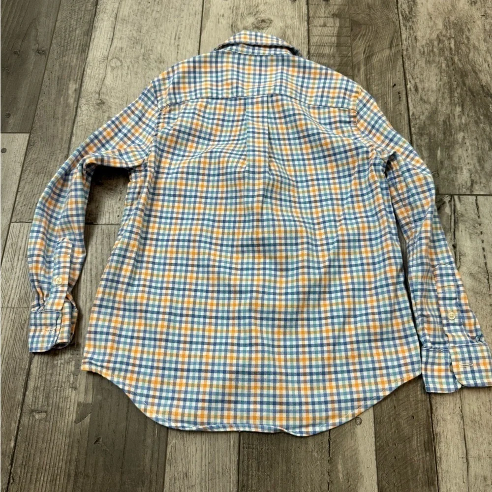 Polo Ralph Lauren Shirt Boys Blue Tan Preppy 6 Plaid Long Sleeve Youth Button